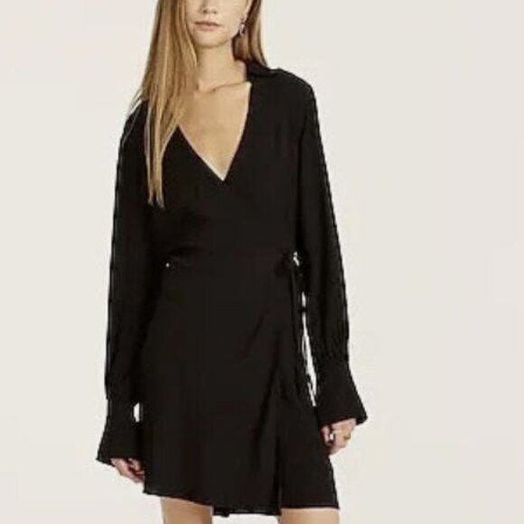 New J. Crew Drapey Wrap Dress in Drapey Black Size 8 BD409 MSRP $128 - Picture 1 of 6